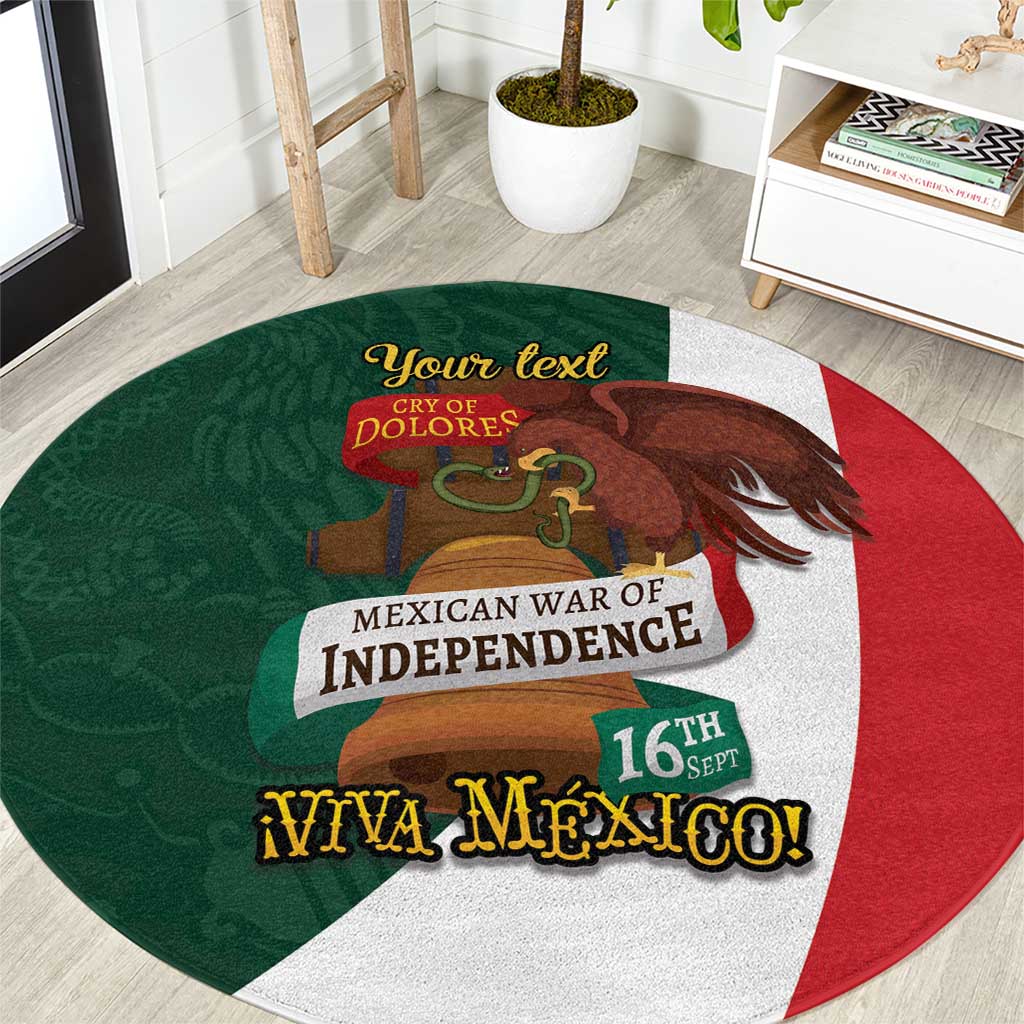 Green, red, and white round Independence Day carpet with eagle and custom text