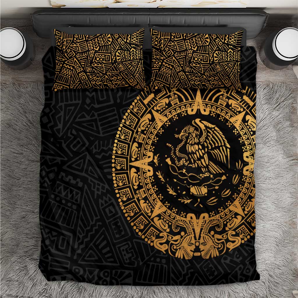 Mexican Aztec Bedding Set Golden Coat of Arm - Wonder Print Shop