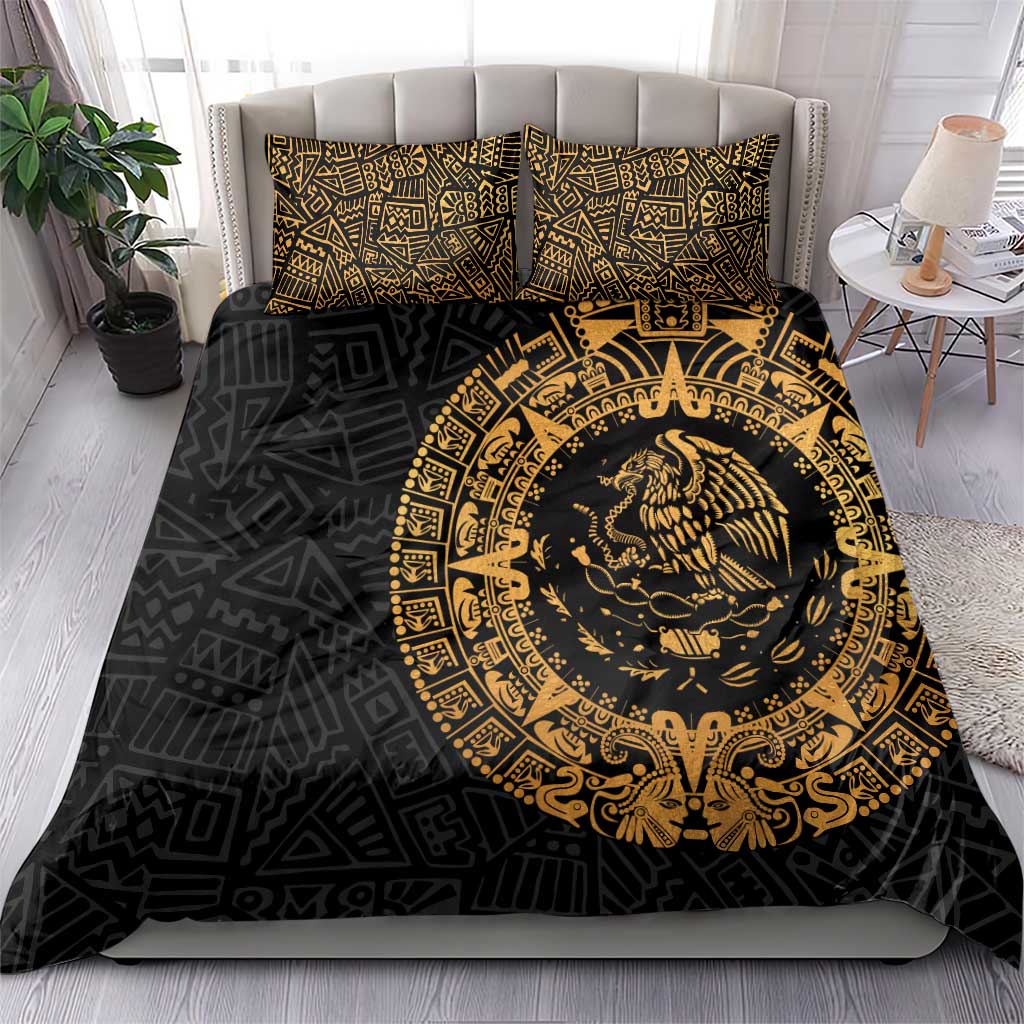 Mexican Aztec Bedding Set Golden Coat of Arm - Wonder Print Shop