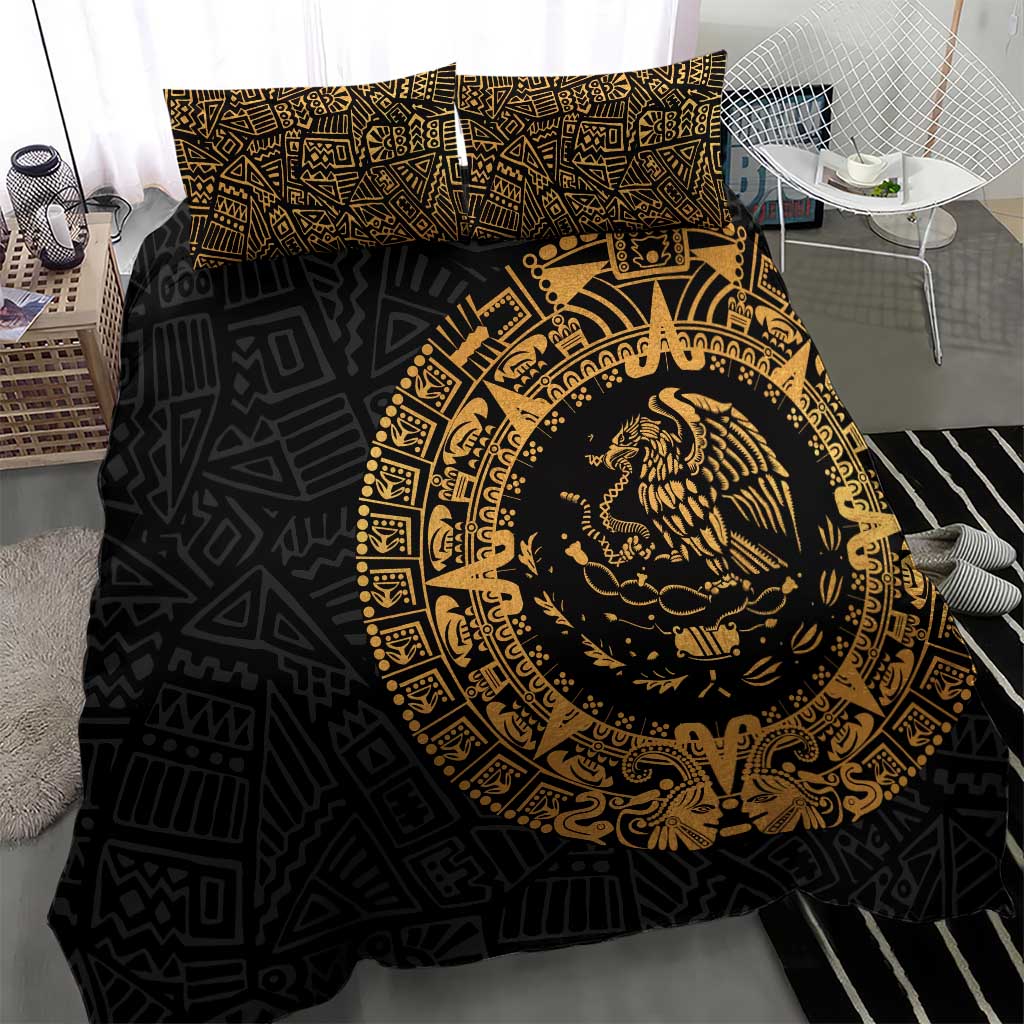 Mexican Aztec Bedding Set Golden Coat of Arm - Wonder Print Shop