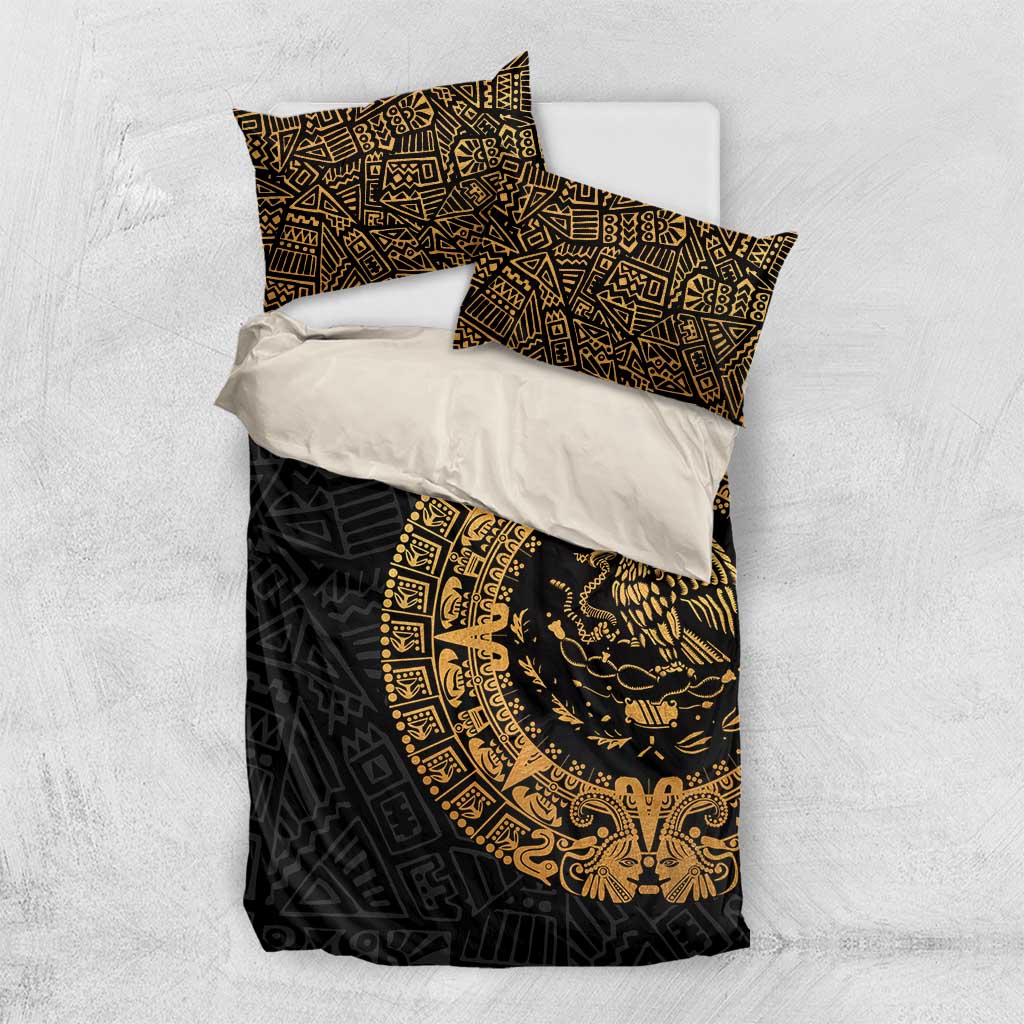 Mexican Aztec Bedding Set Golden Coat of Arm - Wonder Print Shop