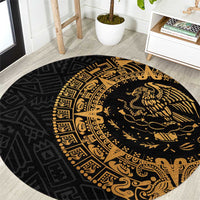 Mexican Aztec Round Carpet Golden Coat of Arm - Wonder Print Shop