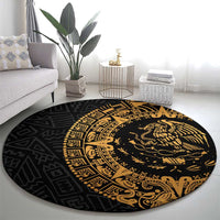 Mexican Aztec Round Carpet Golden Coat of Arm - Wonder Print Shop