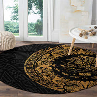 Mexican Aztec Round Carpet Golden Coat of Arm - Wonder Print Shop