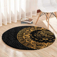 Mexican Aztec Round Carpet Golden Coat of Arm - Wonder Print Shop