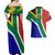 South Africa Springboks Couples Matching Off Shoulder Maxi Dress and Hawaiian Shirt with Kente Pattern and South African Flag LT9 - Wonder Print Shop