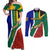 South Africa Springboks Couples Matching Off Shoulder Maxi Dress and Long Sleeve Button Shirts with Kente Pattern and South African Flag LT9 - Wonder Print Shop