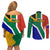 South Africa Springboks Couples Matching Off Shoulder Short Dress and Long Sleeve Button Shirts with Kente Pattern and South African Flag LT9 - Wonder Print Shop