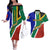 South Africa Springboks Couples Matching Off The Shoulder Long Sleeve Dress and Hawaiian Shirt with Kente Pattern and South African Flag LT9 - Wonder Print Shop