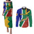 South Africa Springboks Couples Matching Puletasi Dress and Long Sleeve Button Shirts with Kente Pattern and South African Flag LT9 - Wonder Print Shop