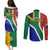 South Africa Springboks Couples Matching Puletasi Dress and Long Sleeve Button Shirts with Kente Pattern and South African Flag LT9 - Wonder Print Shop