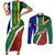 South Africa Springboks Couples Matching Short Sleeve Bodycon Dress and Long Sleeve Button Shirts with Kente Pattern and South African Flag LT9 - Wonder Print Shop