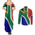 South Africa Springboks Couples Matching Summer Maxi Dress and Long Sleeve Button Shirts with Kente Pattern and South African Flag LT9 - Wonder Print Shop