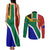 South Africa Springboks Couples Matching Tank Maxi Dress and Long Sleeve Button Shirts with Kente Pattern and South African Flag LT9 - Wonder Print Shop