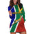 South Africa Springboks Hoodie Dress with Kente Pattern and South African Flag - Wonder Print Shop