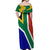 South Africa Springboks Off Shoulder Maxi Dress with Kente Pattern and South African Flag - Wonder Print Shop