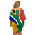 South Africa Springboks Off Shoulder Short Dress with Kente Pattern and South African Flag - Wonder Print Shop