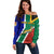 South Africa Springboks Off Shoulder Sweater with Kente Pattern and South African Flag - Wonder Print Shop