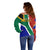 South Africa Springboks Off Shoulder Sweater with Kente Pattern and South African Flag - Wonder Print Shop