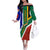 South Africa Springboks Off The Shoulder Long Sleeve Dress with Kente Pattern and South African Flag - Wonder Print Shop