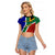 South Africa Springboks Raglan Cropped T Shirt with Kente Pattern and South African Flag - Wonder Print Shop