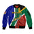 South Africa Springboks Sleeve Zip Bomber Jacket with Kente Pattern and South African Flag - Wonder Print Shop