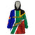 South Africa Springboks Wearable Blanket Hoodie with Kente Pattern and South African Flag - Wonder Print Shop