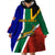 South Africa Springboks Wearable Blanket Hoodie with Kente Pattern and South African Flag - Wonder Print Shop