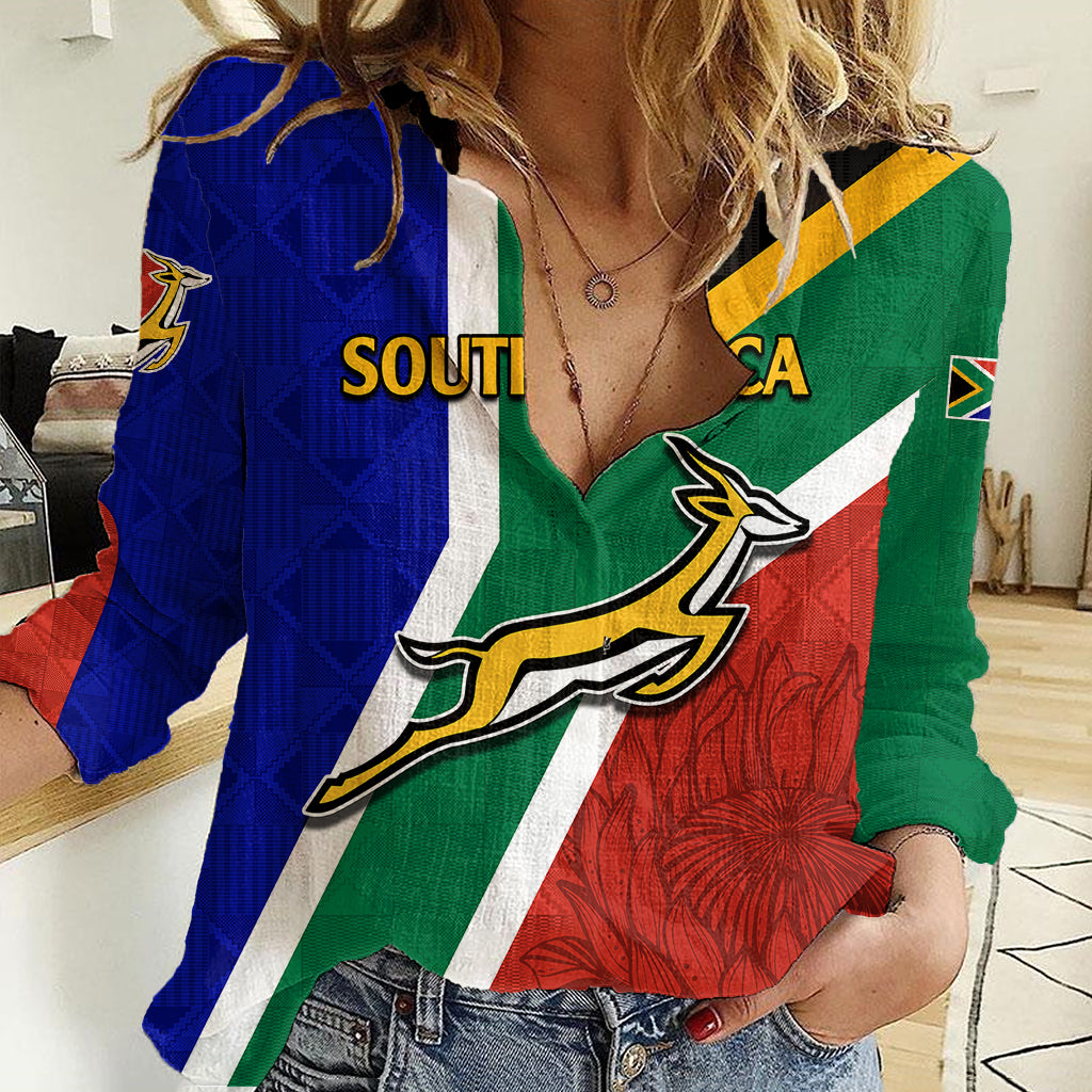 south-africa-springboks-women-casual-shirt-with-kente-pattern-and-south-african-flag