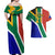 Custom South Africa Springboks Couples Matching Off Shoulder Maxi Dress and Hawaiian Shirt with Kente Pattern and South African Flag LT9 - Wonder Print Shop