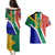 Custom South Africa Springboks Couples Matching Puletasi Dress and Hawaiian Shirt with Kente Pattern and South African Flag LT9 - Wonder Print Shop