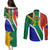 Custom South Africa Springboks Couples Matching Puletasi Dress and Long Sleeve Button Shirts with Kente Pattern and South African Flag LT9 - Wonder Print Shop