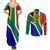 Custom South Africa Springboks Couples Matching Summer Maxi Dress and Long Sleeve Button Shirts with Kente Pattern and South African Flag LT9 - Wonder Print Shop