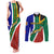 Custom South Africa Springboks Couples Matching Tank Maxi Dress and Long Sleeve Button Shirts with Kente Pattern and South African Flag LT9 - Wonder Print Shop