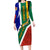 Custom South Africa Springboks Long Sleeve Bodycon Dress with Kente Pattern and South African Flag - Wonder Print Shop