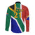 Custom South Africa Springboks Long Sleeve Button Shirt with Kente Pattern and South African Flag - Wonder Print Shop