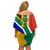 Custom South Africa Springboks Off Shoulder Short Dress with Kente Pattern and South African Flag - Wonder Print Shop