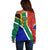 Custom South Africa Springboks Off Shoulder Sweater with Kente Pattern and South African Flag - Wonder Print Shop