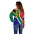 Custom South Africa Springboks Off Shoulder Sweater with Kente Pattern and South African Flag - Wonder Print Shop