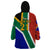 Custom South Africa Springboks Wearable Blanket Hoodie with Kente Pattern and South African Flag - Wonder Print Shop