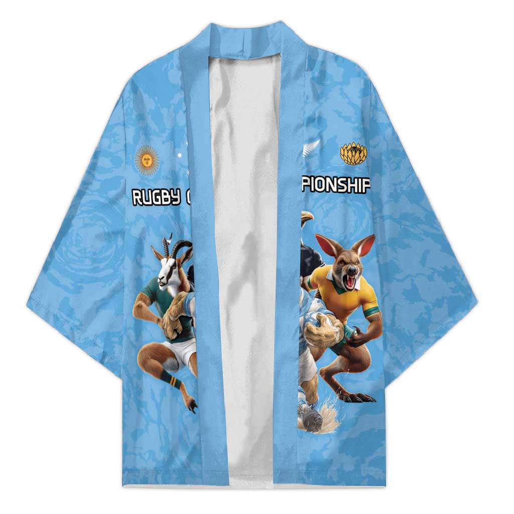 Custom Rugby Southern Hemisphere Kimono Argentina AUNZ South Africa Mascot Blue - Wonder Print Shop