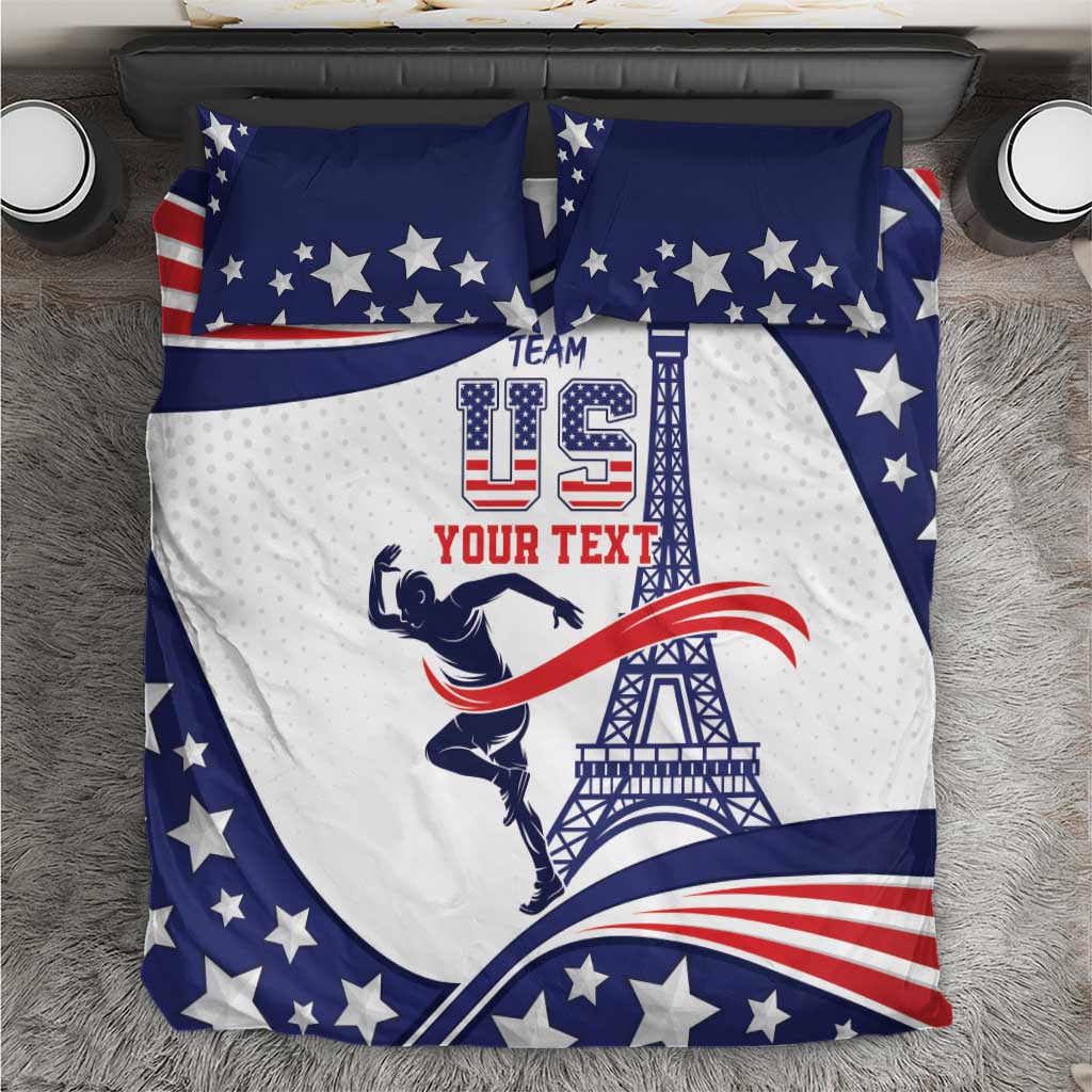 USA-themed comforter set with blue star border, Statue of Liberty graphic and pillows
