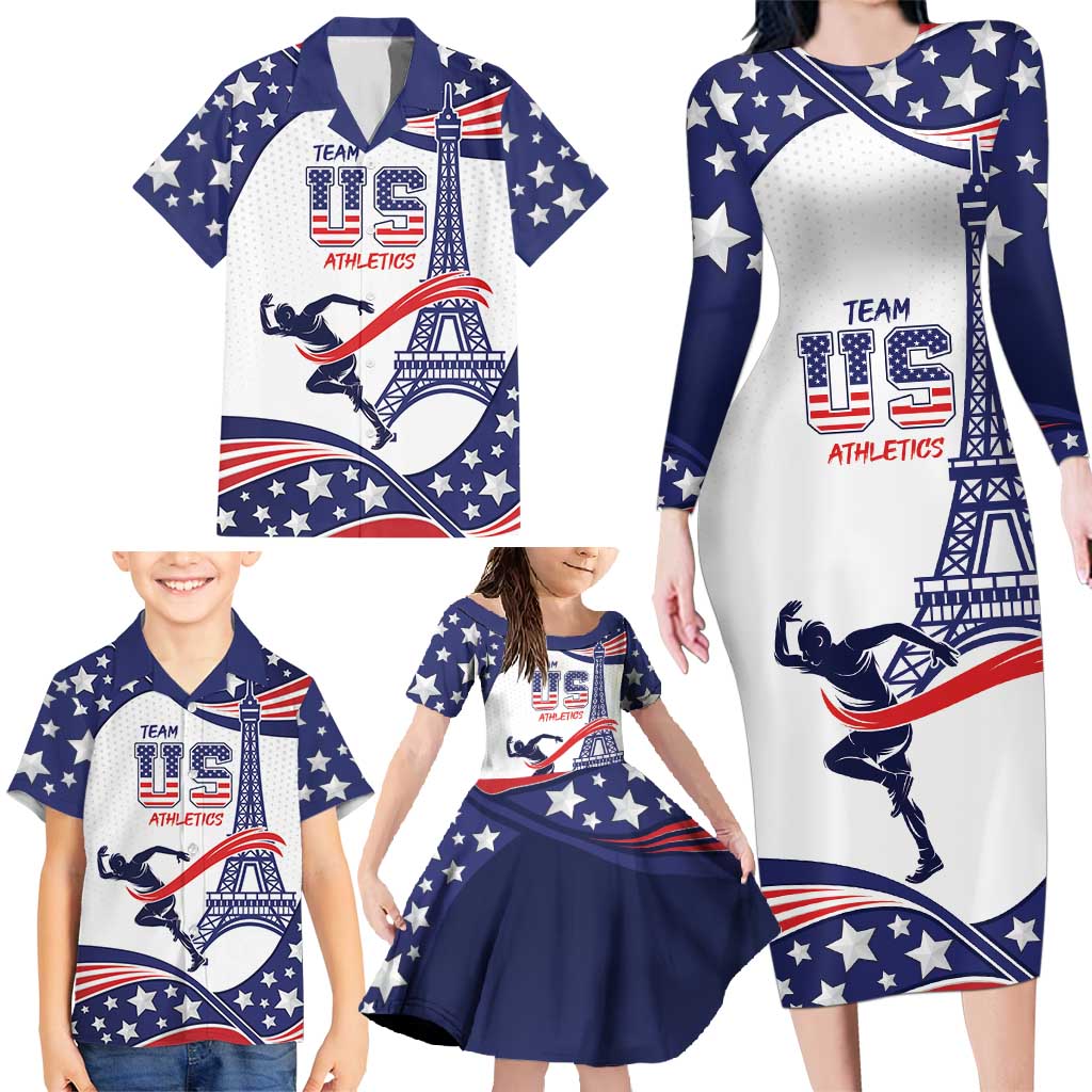 Personalized USA Athletics Family Matching Long Sleeve Bodycon Dress and Hawaiian Shirt One For All Summer Sport LT9 - Wonder Print Shop