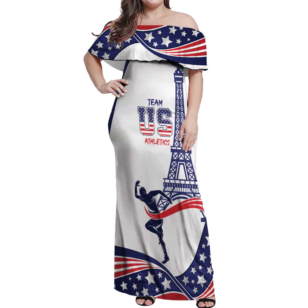 Personalized USA Athletics Off Shoulder Maxi Dress One For All Summer Sport - Wonder Print Shop