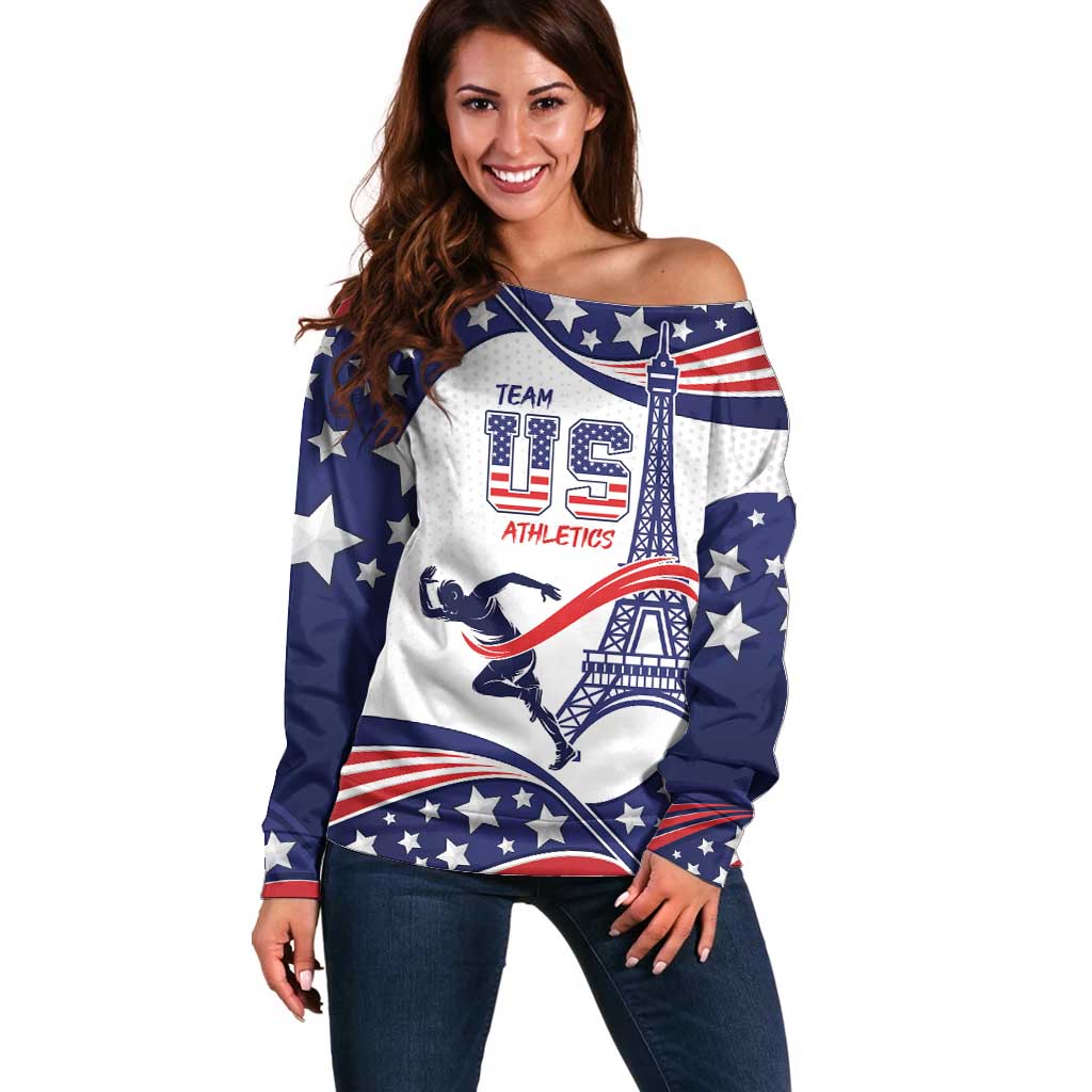 Personalized USA Athletics Off Shoulder Sweater One For All Summer Sport - Wonder Print Shop