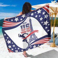 Blue star-and-stripe sarong with team emblem and personalized text