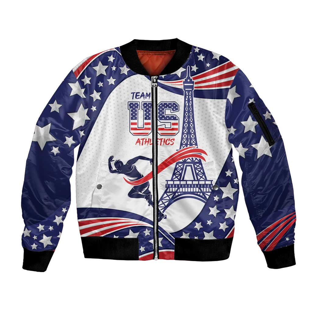 Personalized USA Athletics Sleeve Zip Bomber Jacket One For All Summer Sport