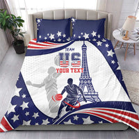 USA basketball bedding set with stars, basketball player graphic, white background, red accents