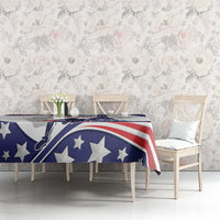 USA basketball tablecloth on table with blue star field and red-white-blue stripe panel