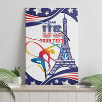 Blue USA gymnastics wall art canvas with Eiffel Tower and patriotic star accents